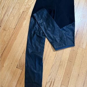 BCBG Paris Black Leggings with Leather Detail